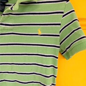 Ralph Lauren Green Striped Polo with Navy & White